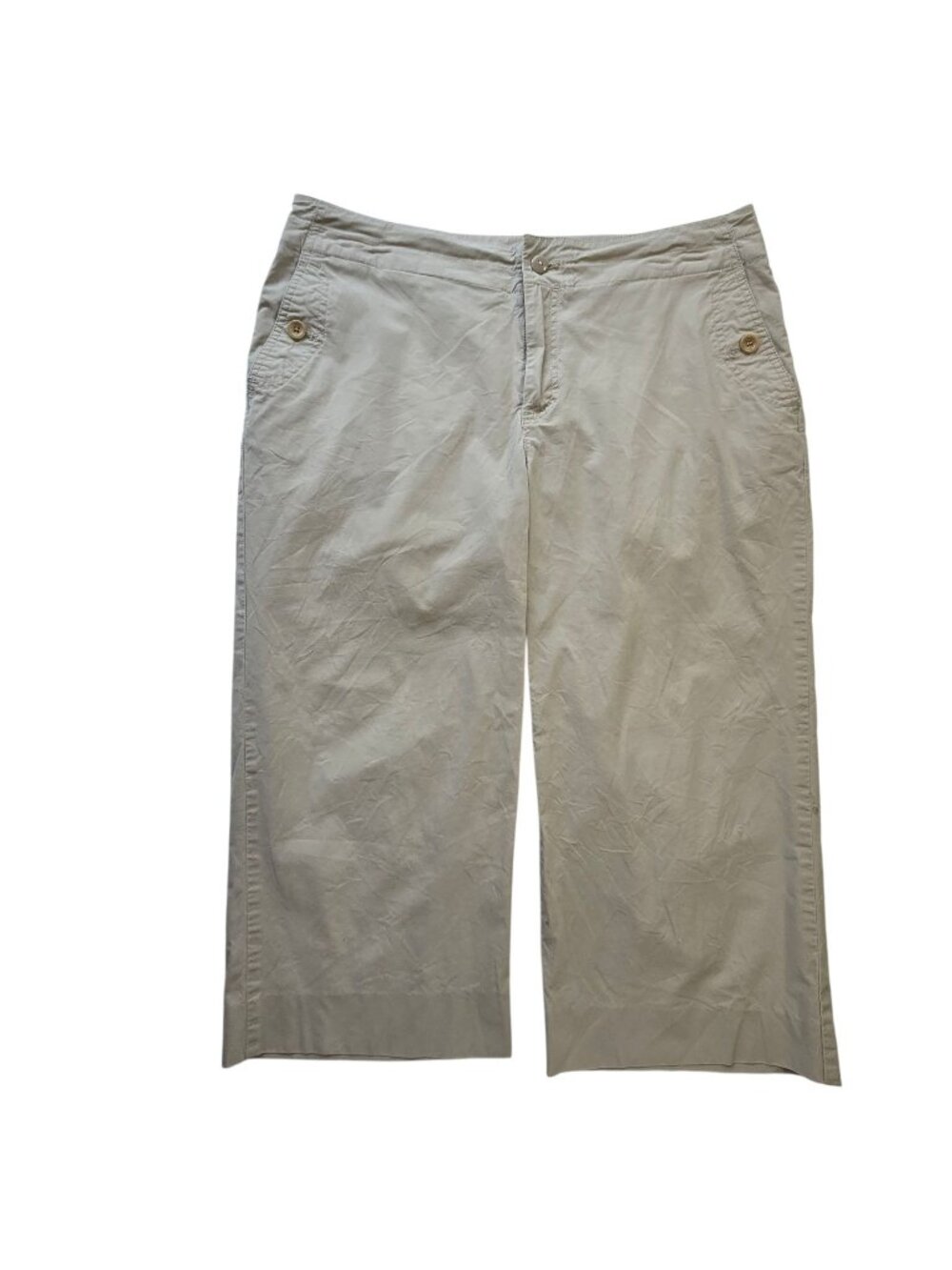 Talbots Womens Stretch Cropped Pants Beige Size 10 Lightweight Cotton Blend